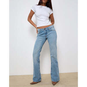 Motel Rocks Rigid Low Rise Flare Jeans in Bright Blue Used Size W28 L30W28 L30
